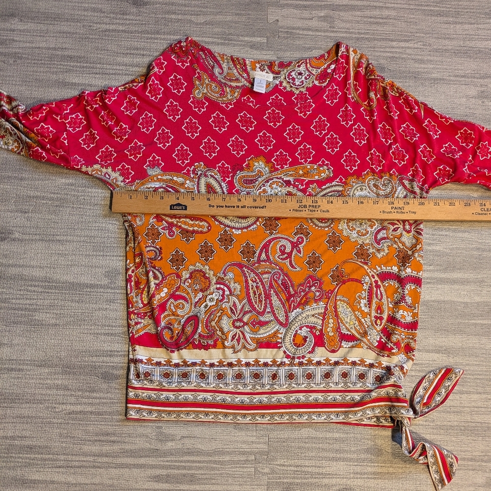 Women's Chico's Paisley Print Women's Top, Spring/Summer Stretchy, 1/2 Sleeves - Picture 7 of 9